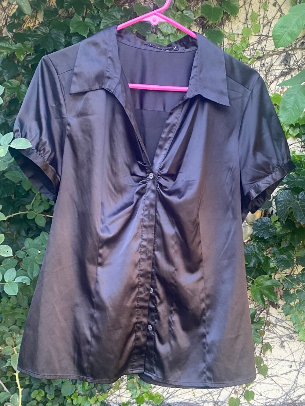 The Limited Women's Black Satin Short Sleeved Top - Size Large